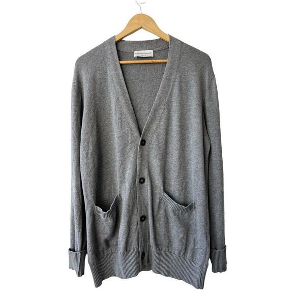 Officine Generale Sweater Men’s Grey Cardigan Italian Yarn Large - Picture 7 of 8